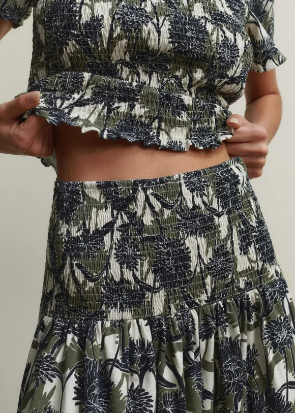 Aster Print High-Waisted Maxi Skirt