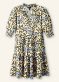 Batik Floral Print Short Slub Dress