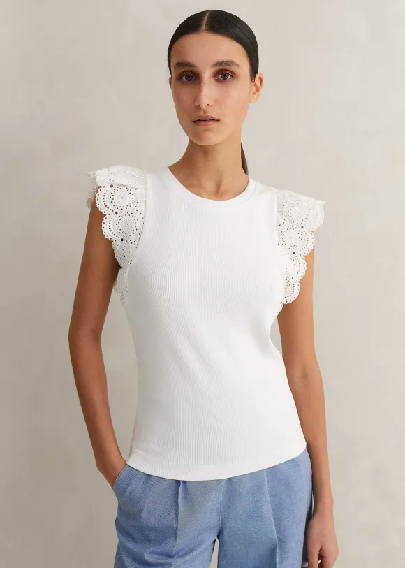 Broderie Trim Tank Top