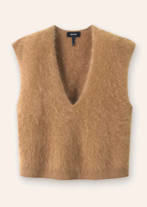 Brushed Cashmere V Neck Cropped Vest