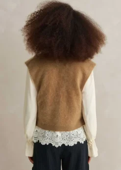 Brushed Cashmere V Neck Cropped Vest