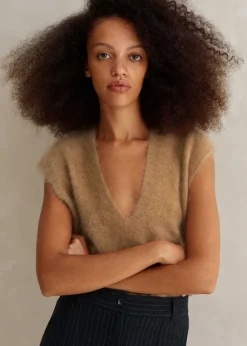 Brushed Cashmere V Neck Cropped Vest