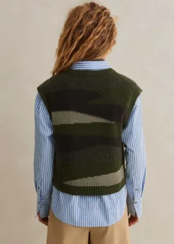 Cashmere Camo Cropped Vest + Snood