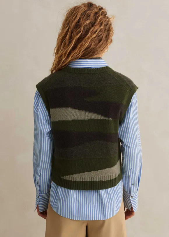 Cashmere Camo Cropped Vest + Snood