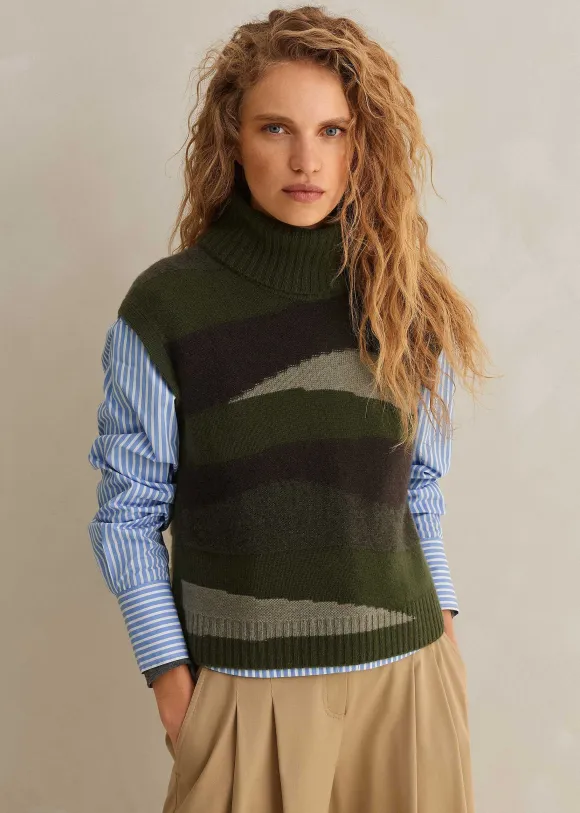 Cashmere Camo Cropped Vest + Snood