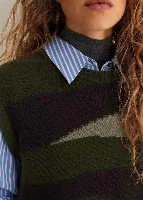 Cashmere Camo Cropped Vest + Snood