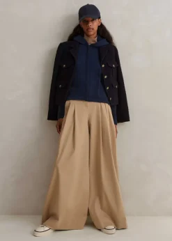 Cashmere Drop Shoulder Box Crop Hoody