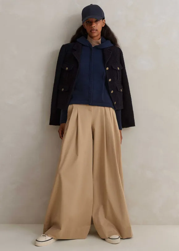 Cashmere Drop Shoulder Box Crop Hoody