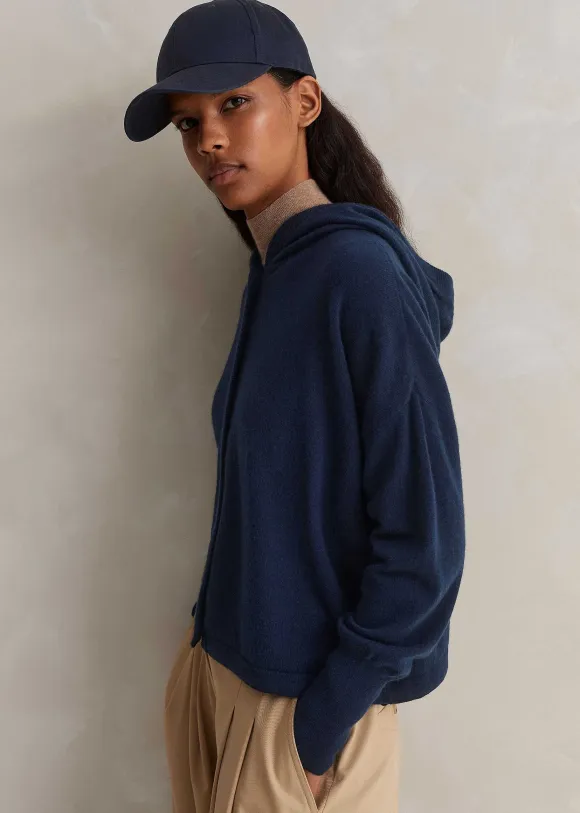 Cashmere Drop Shoulder Box Crop Hoody