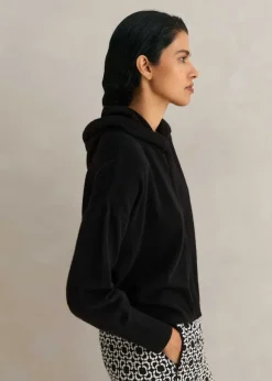Cashmere Drop Shoulder Box Crop Hoody