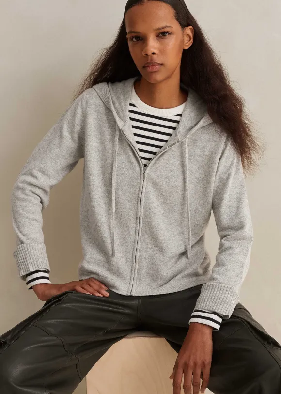Cashmere Relaxed Fit Box Zip Hoody