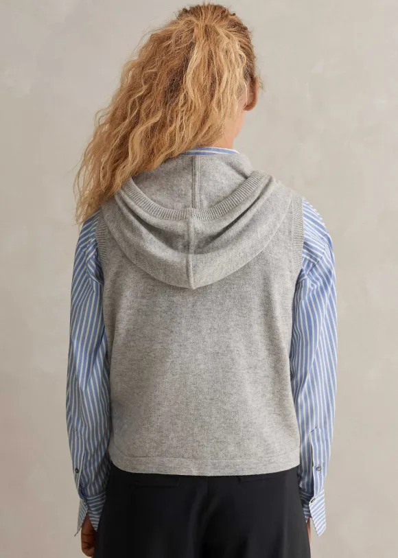 Cashmere Sleeveless Relaxed Zip Hoody