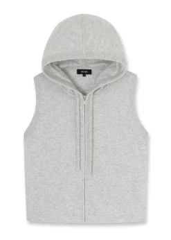 Cashmere Sleeveless Relaxed Zip Hoody