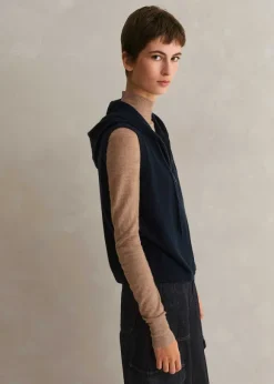 Cashmere Sleeveless Relaxed Zip Hoody
