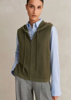 Cashmere Sleeveless Relaxed Zip Hoody