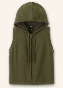Cashmere Sleeveless Relaxed Zip Hoody