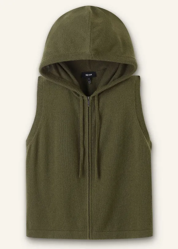Cashmere Sleeveless Relaxed Zip Hoody