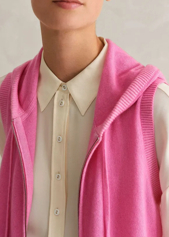 Cashmere Sleeveless Relaxed Zip Hoody