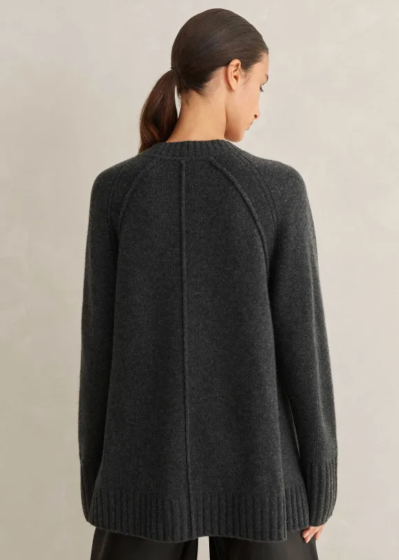 Cashmere-Blend Swing Cardigan