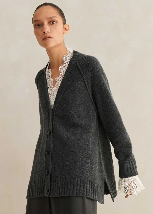 Cashmere-Blend Swing Cardigan