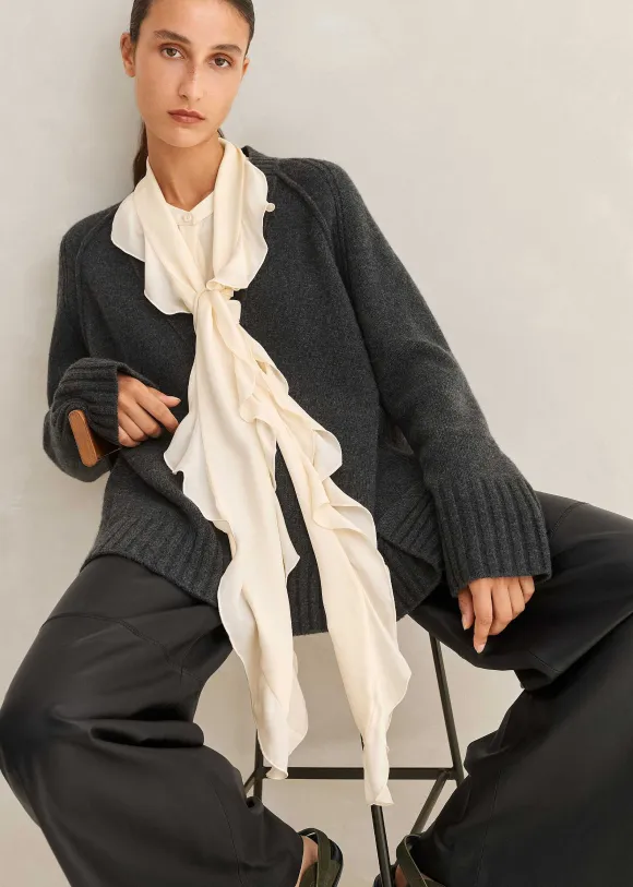 Cashmere-Blend Swing Cardigan