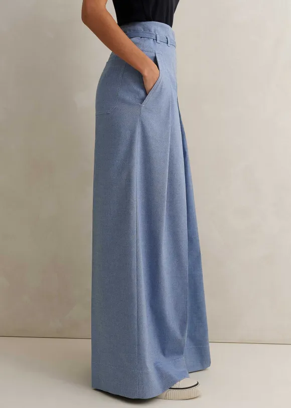 Chambray Tailoring Super Wide-Leg Trouser
