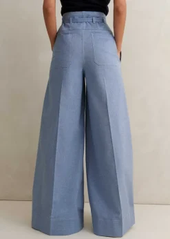 Chambray Tailoring Super Wide-Leg Trouser