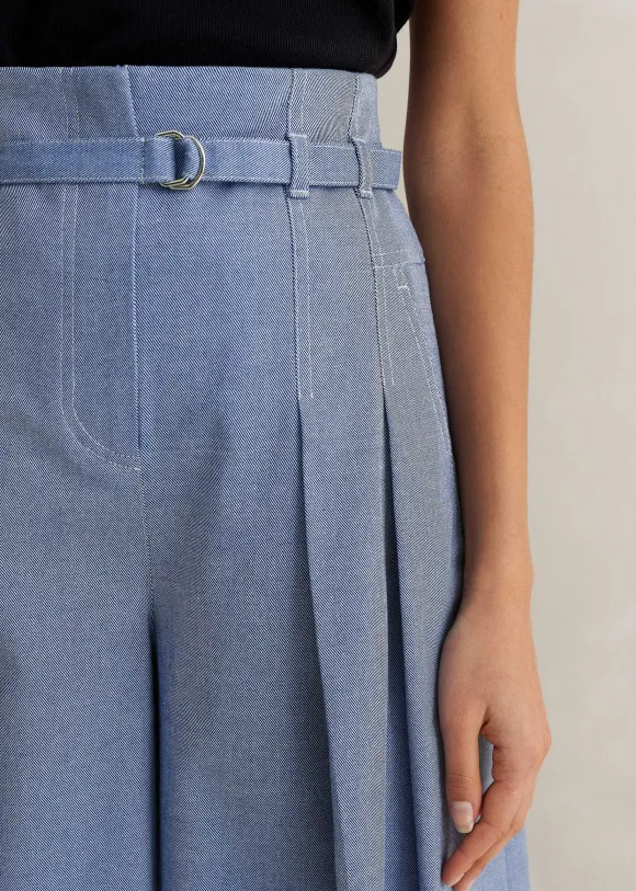 Chambray Tailoring Super Wide-Leg Trouser