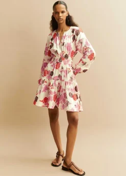 Cheesecloth Bali Print Fit And Flare Dress