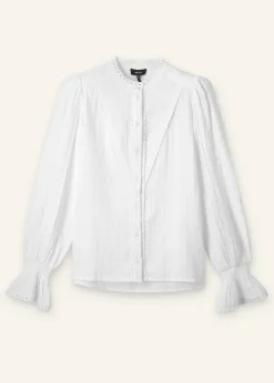Cheesecloth Broderie Trim Blouse