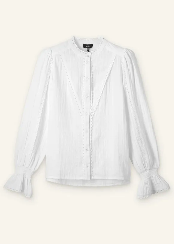Cheesecloth Broderie Trim Blouse