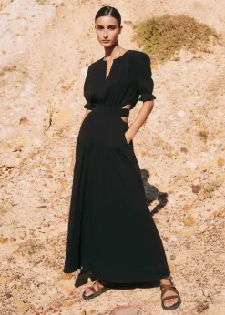 Cheesecloth Cut Out Full-Length Dress