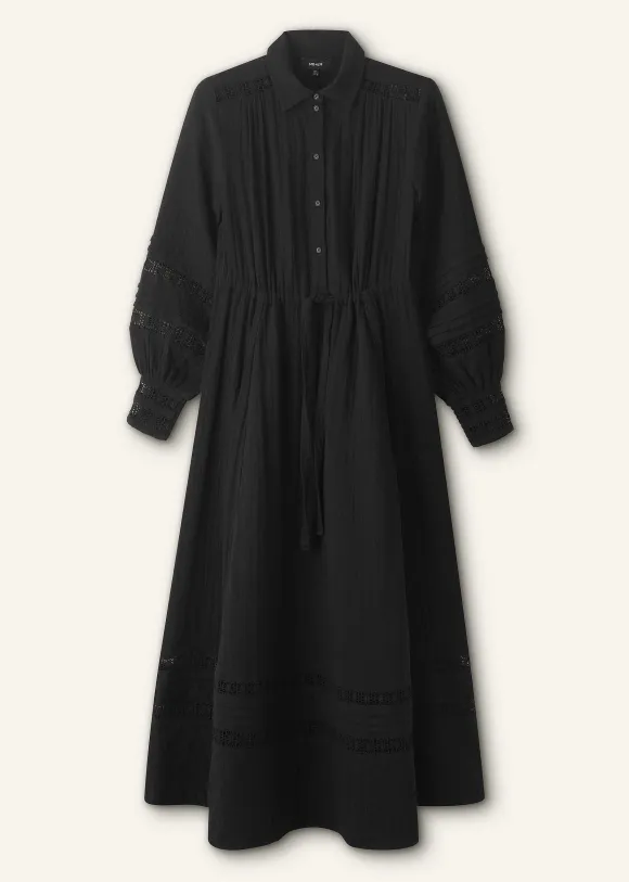 Cheesecloth Drawstring Maxi Dress
