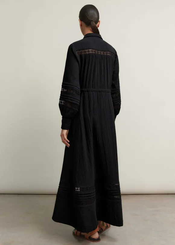 Cheesecloth Drawstring Maxi Dress