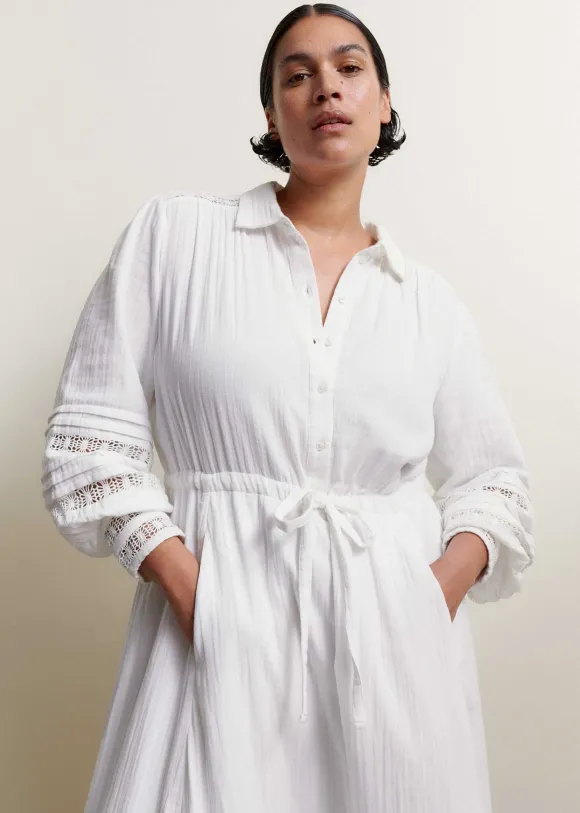 Cheesecloth Drawstring Maxi Dress