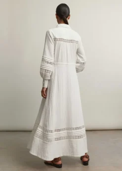 Cheesecloth Drawstring Maxi Dress