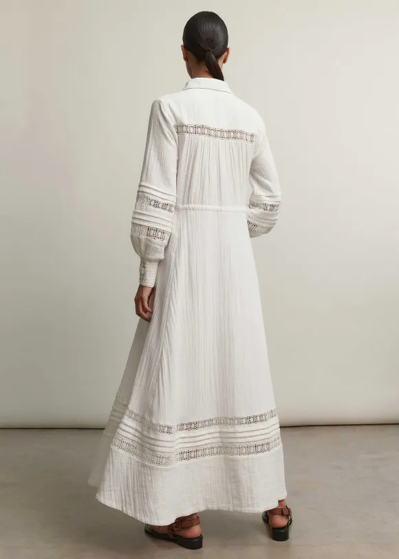 Cheesecloth Drawstring Maxi Dress