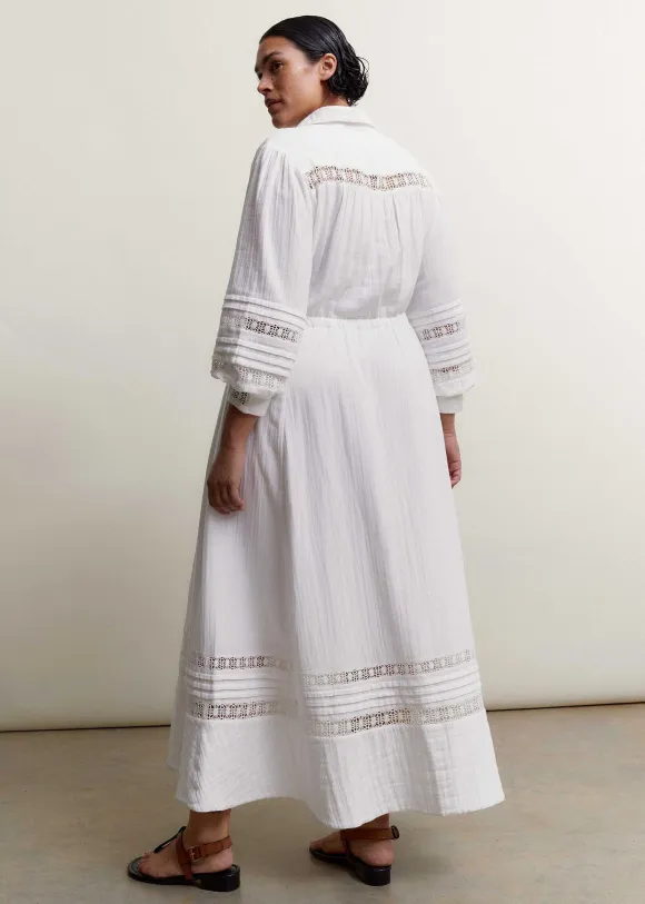 Cheesecloth Drawstring Maxi Dress