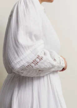 Cheesecloth Drawstring Maxi Dress