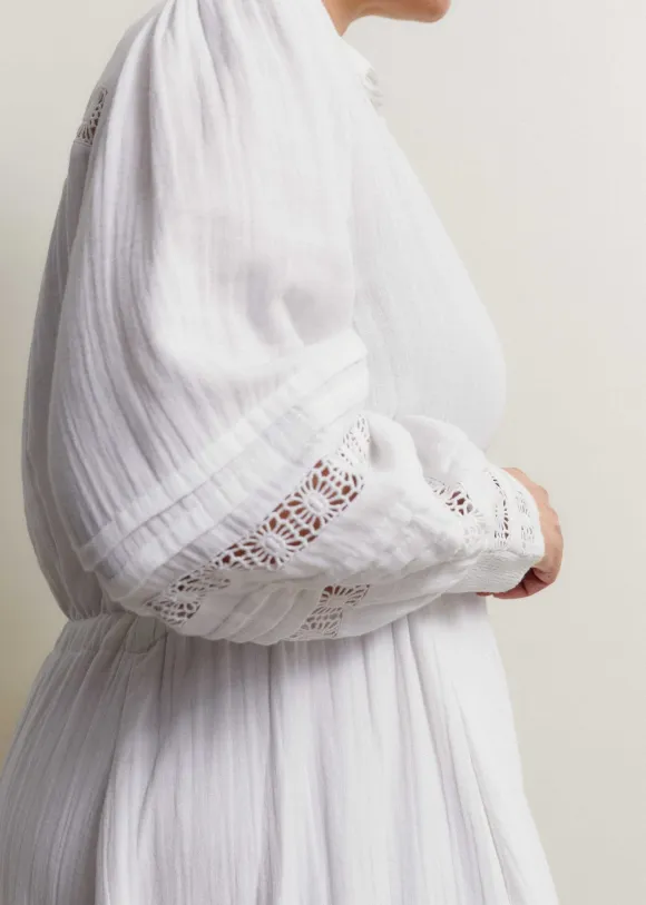 Cheesecloth Drawstring Maxi Dress