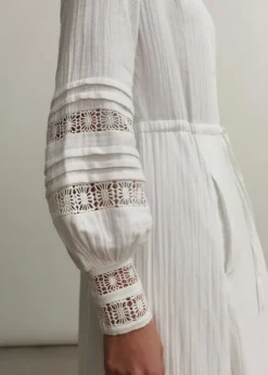 Cheesecloth Drawstring Maxi Dress