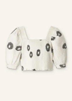Cheesecloth Modern Daisy Print Blouse