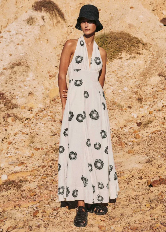 Cheesecloth Modern Daisy Print Maxi Dress
