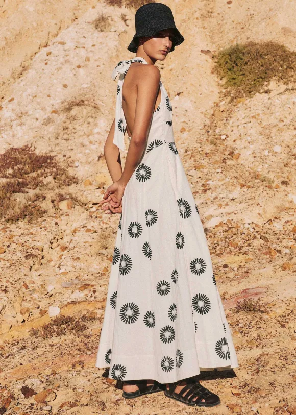 Cheesecloth Modern Daisy Print Maxi Dress