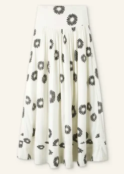 Cheesecloth Modern Daisy Print Maxi Skirt