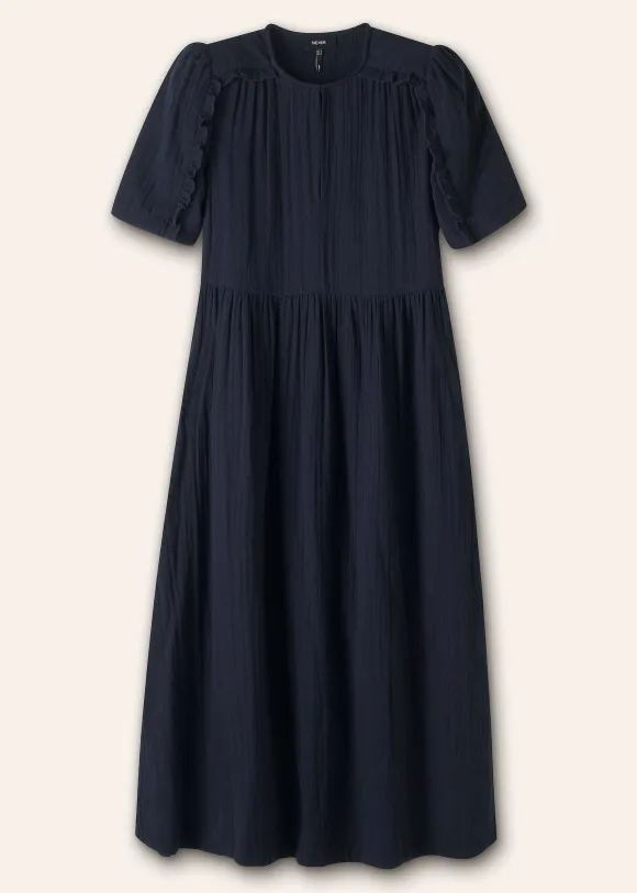 Cheesecloth Relaxed Ruffle Midi Dress