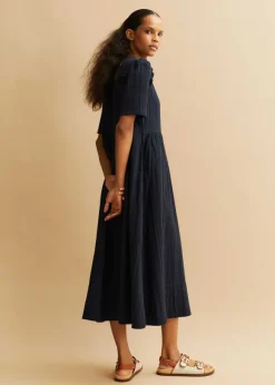 Cheesecloth Relaxed Ruffle Midi Dress