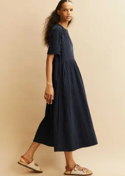 Cheesecloth Relaxed Ruffle Midi Dress