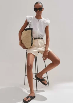 Cheesecloth Ruffle Sleeveless Blouse