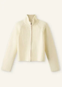 Chunky Cotton Rib Zip Through Cardigan